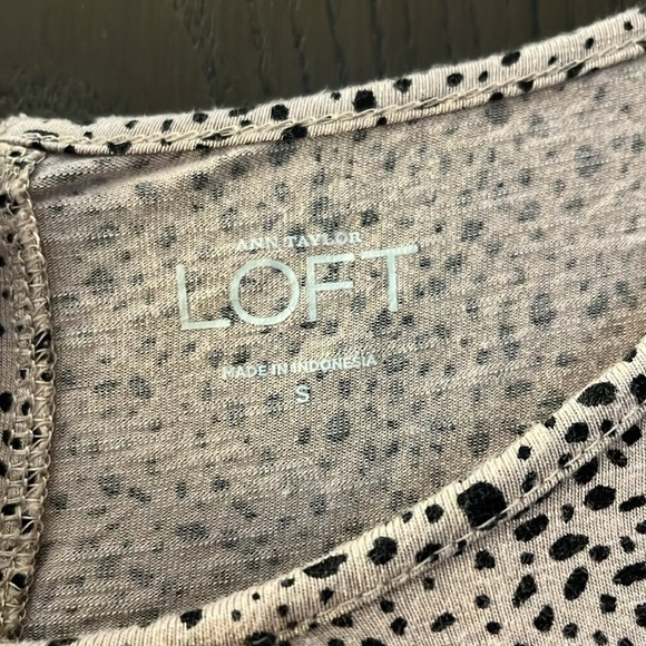 Loft tan 3/4 sleeved with black dots top. Size Small. - Picture 2 of 9